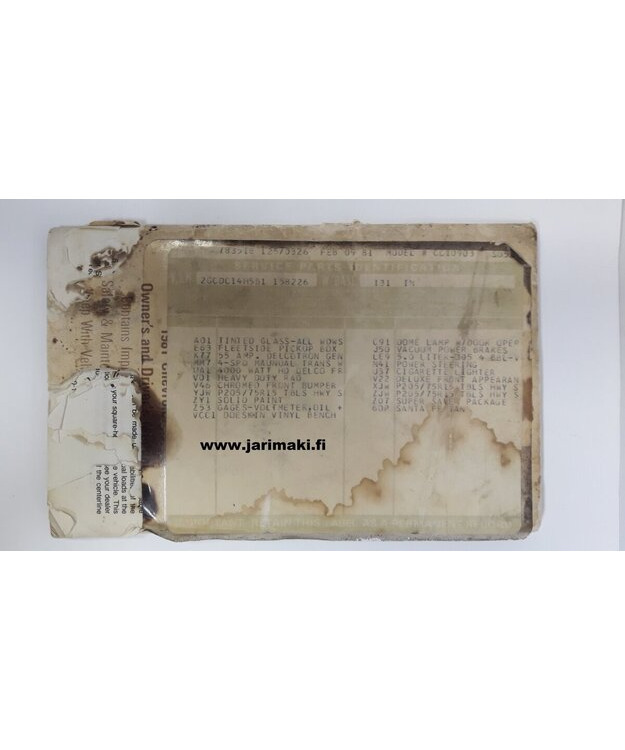 Omistajan käsikirja käytetty Englanniksi Chevrolet Truck 1981