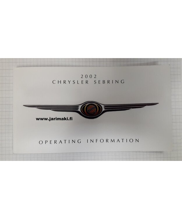 Omistajan käsikirja Englanniksi Chrysler Sebring 2002