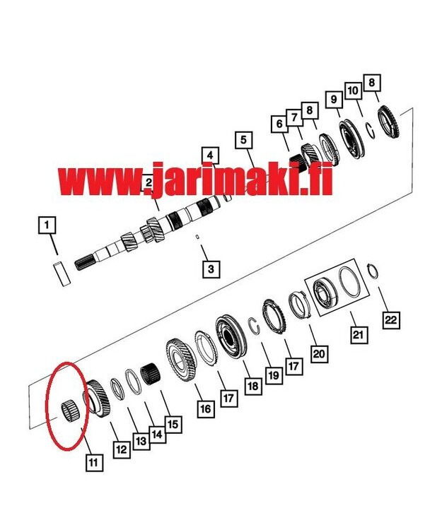 Peruutusvaihteen rattaan neulalaakeri Mopar T355