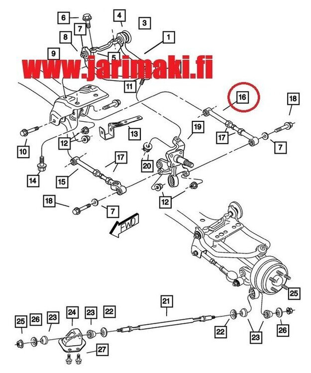 Poikittaistukivarsi taka takinmainen Chrysler Stratus 1996-2000