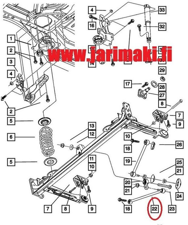 Poikkitaistukitanko taka Chrysler PT Cruiser 2001-2010
