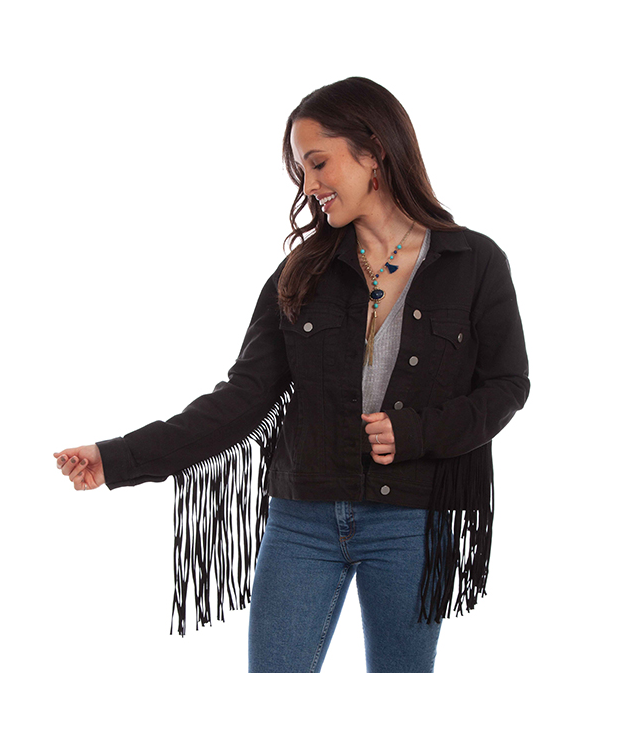  Scully Naisten Farkkutakki Musta -hapsuilla