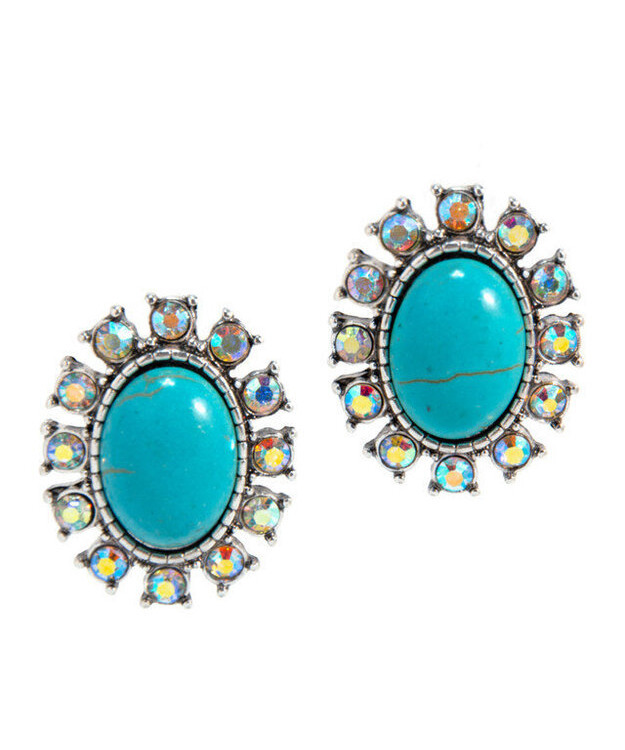 Soikeat timantti-turkoosi korvakorut