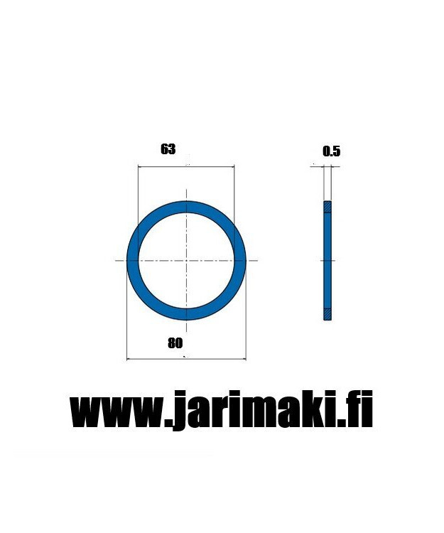Soviterengas teräs pinnoittamaton DIN988ST 63X80X0.5