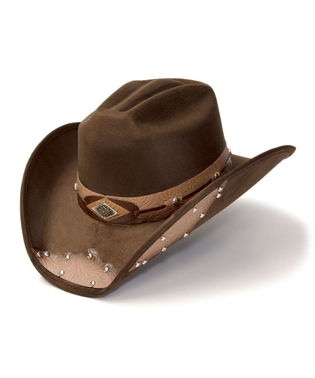 Suede Finish Tooled, ruskea -westernhattu