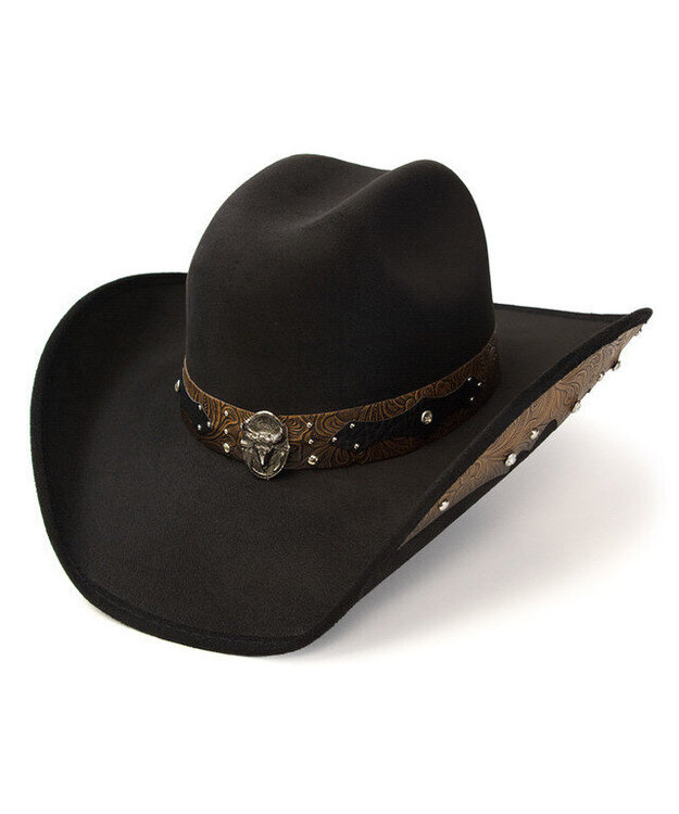 Suede like hat - Steer skull