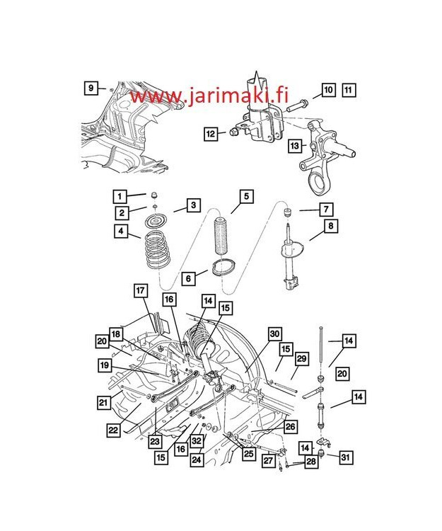 Takaiskunvaimentimen pohjaanlyöntikumi Chrysler Neon 2000-2005