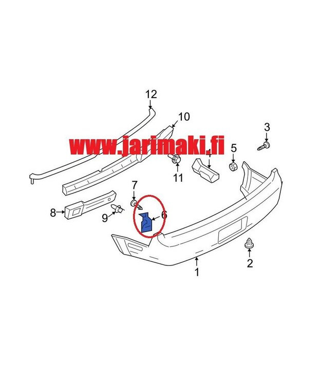 Takapuskurin kiinnike vasen Ford Mustang 2005-2009