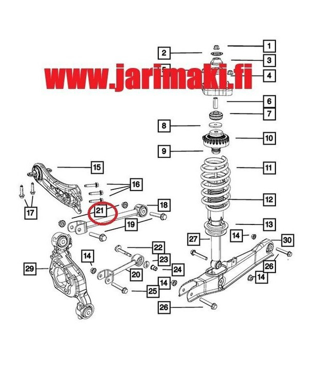 Takatukivarren mutteri Dodge Caliber/Jeep Compass 2007-2017