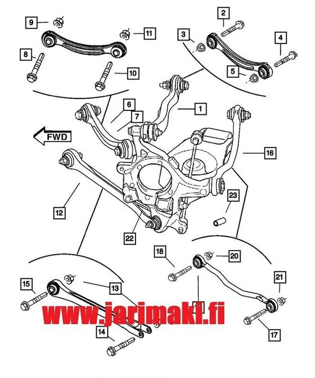 Takatukivarsi ylä oikea taaempi premium laatu Chrysler 300 AWD 2005-2010