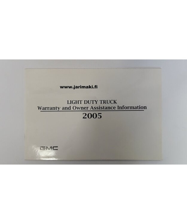 Takuu ja omistajan tuki ohjekirja käytetty Englanniksi GMC Truck 2005