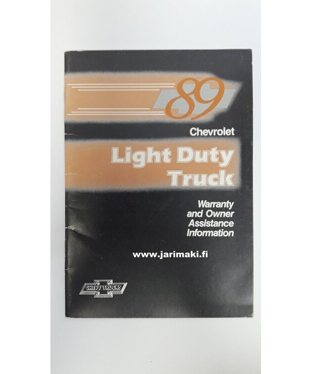 Takuu ja omistajan tuki ohjekirja käytetty Englanniksi GM Truck 1989
