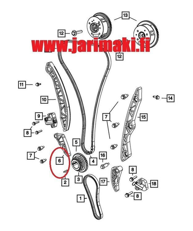 Tasapainoakselin ketjun kiristin Mopar 2.4 L4 2007-2020