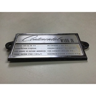Tunniste laatta käytetty Lincoln Continental Mar IV 1969-1972