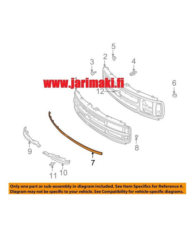 Välilista maski/puskuri Chevrolet 1997-2002