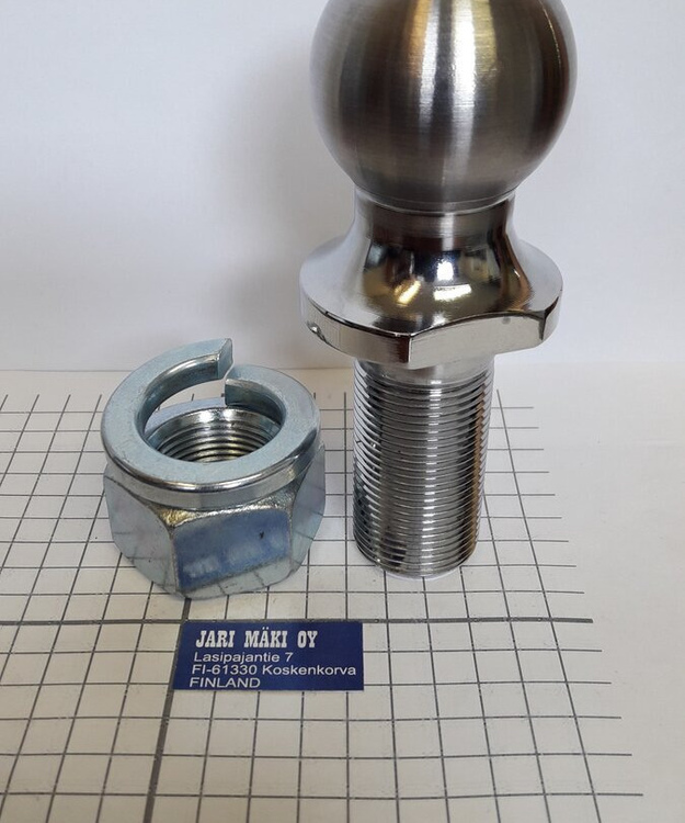 Vetokuula kromattua rautaa 50mm kiinnityskara 1-1/4" 10000 lbs
